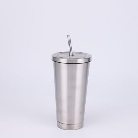 Stainless Steel Large-capacity Straw Insulation Cup (Option: Steel-500ML)