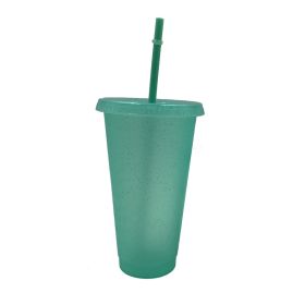 Multi Specification Plastic Straw Design Comfortable Cup (Option: Light green glitter-710ml)