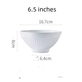 Vintage Ceramic Round Dessert Plate Rice Bowl (Option: White-6.5inches-1PCS)