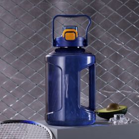 Large Capacity Straw Cup Gradient Plastic Water Bottle (Option: Transparent blue-2.4L)