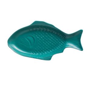 Household Ceramic Fish Plate Color Glaze Tableware Special Shape (Option: Dark green-28x15cm)